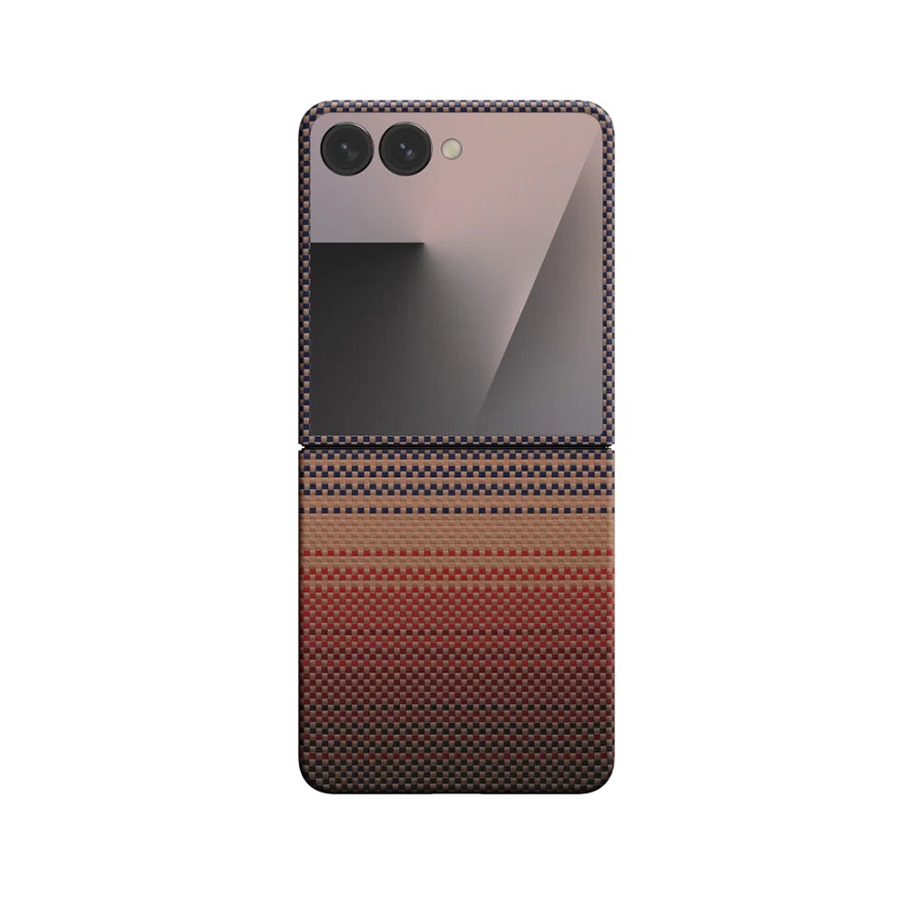 Pitaka Tactile Woven Sunset-Moonrise Serisi Galaxy Z Flip 7 M-safe Aramid Fiber Telefon Kılıfı Pitaka Tactile Woven Sunset-Moonrise Serisi Galaxy Z Flip 7 M-safe Aramid Fiber Telefon Kılıfı